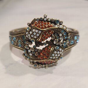 RARE Heidi Daus The Real McKoi Koi Fish Crystal Bracelet Cuff Bangle | 6.75"